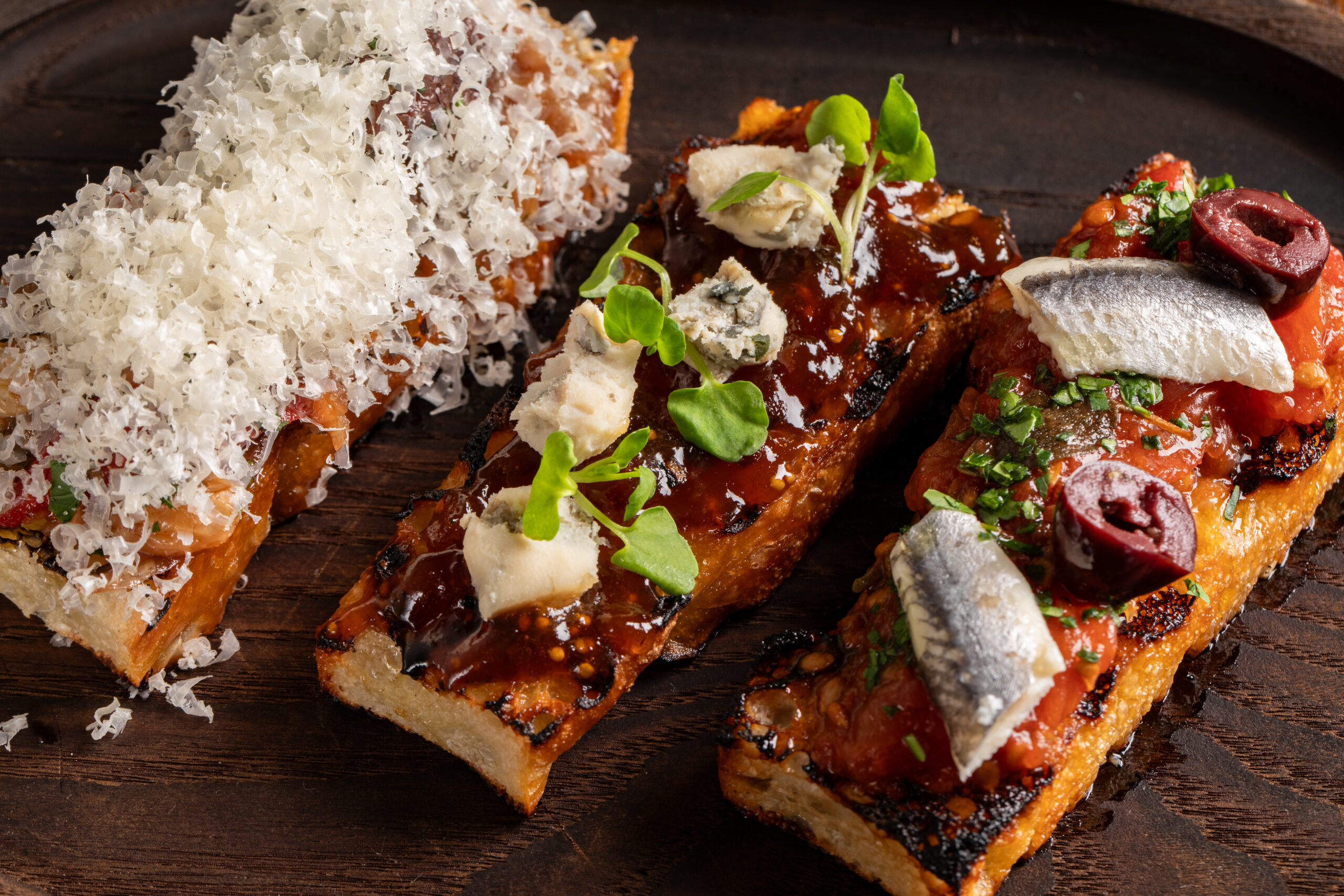 A Flight of Bruschettas, a bar menu selection at Capolinea